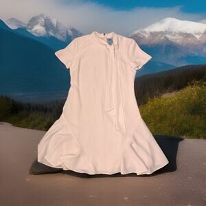 Cece Women’s White Bow Neck A-Line Short Sleeve Dress Size 6